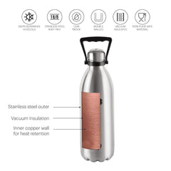 Swift Flask, Vacusteel Water Bottle with Thermal Jacket, 2200ml Silver / 2200ml