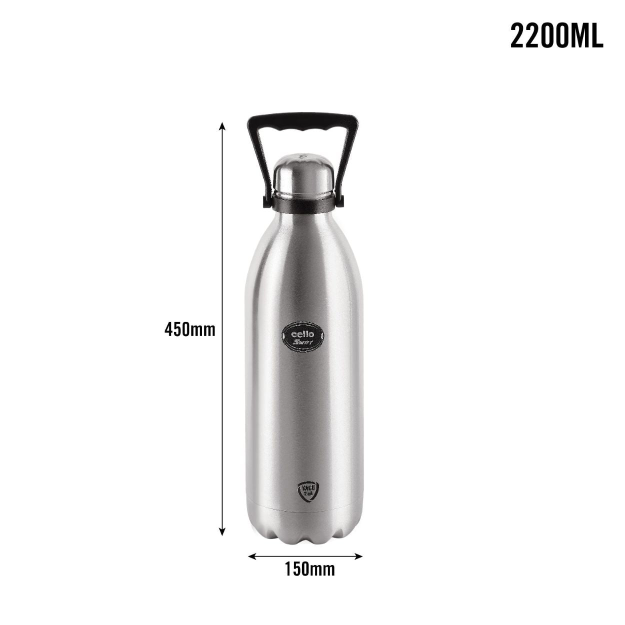 Swift Flask, Vacusteel Water Bottle with Thermal Jacket, 2200ml / 2200ml