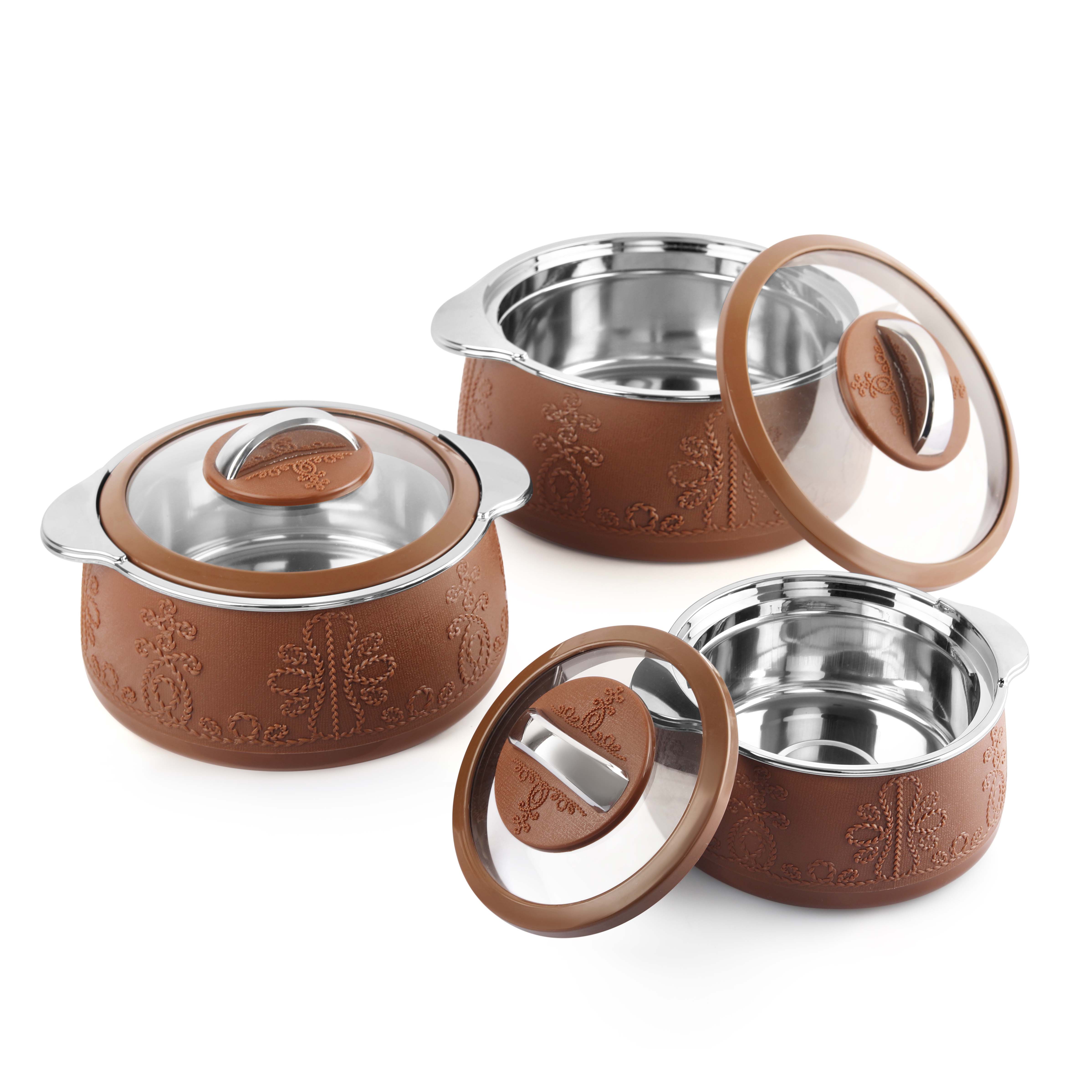 Royale Insulated Casserole, Set of 3 Brown / 600ml+1100ml+1600ml