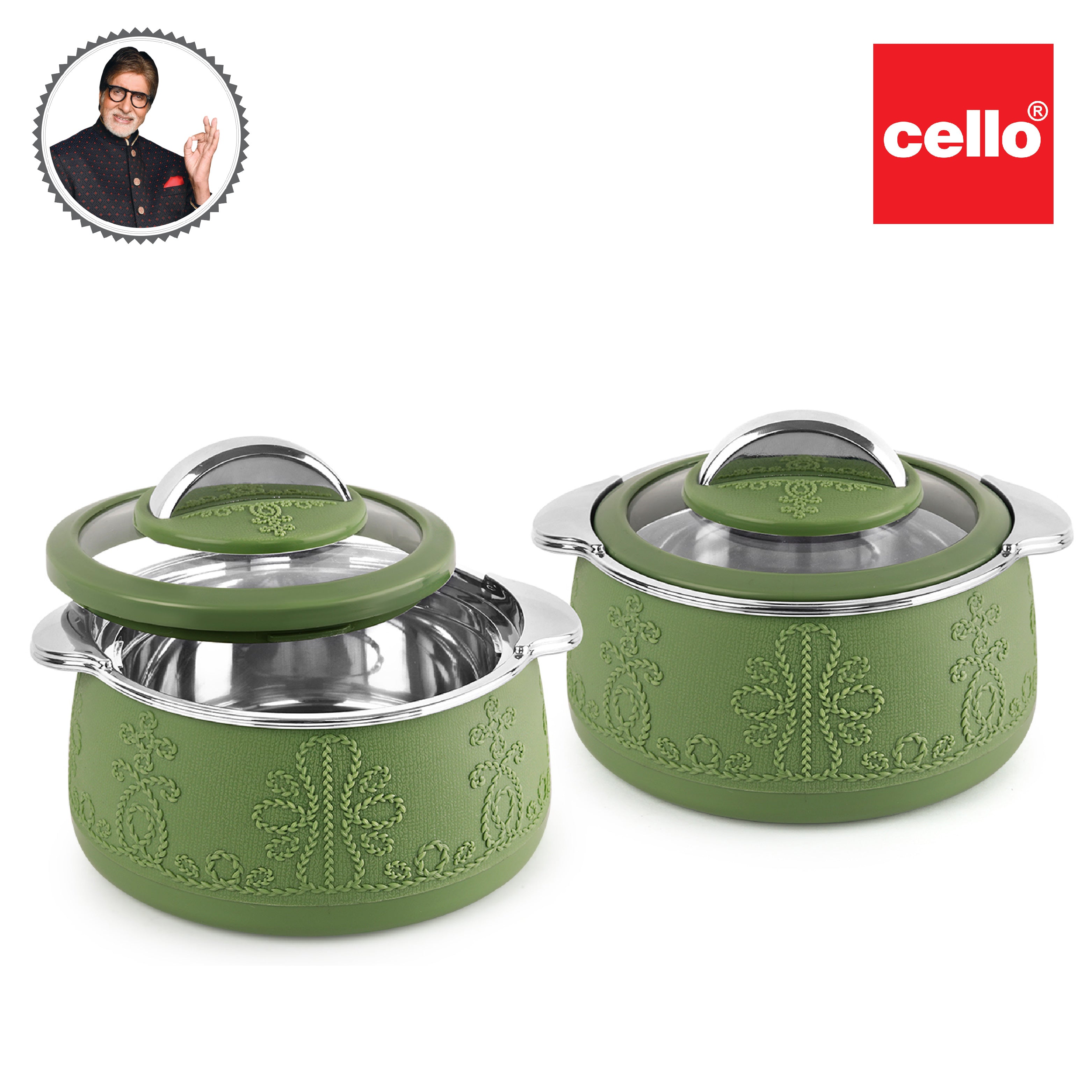 Royale Insulated Casserole, Set of 2 Green / 1100ml
