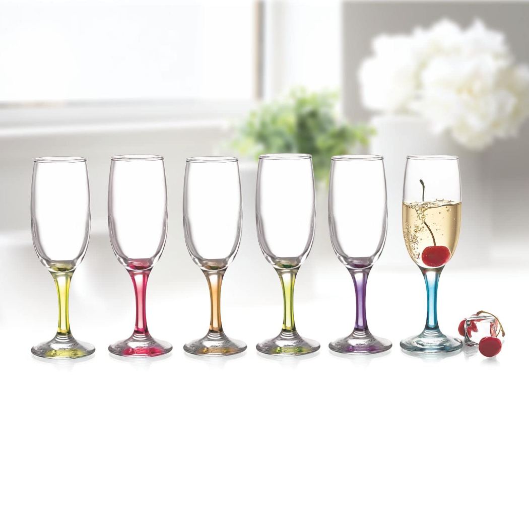 Elegance Champagne Glass Tumblers, Set of 6 / 210ml