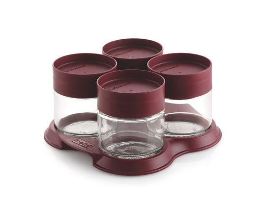 Maroon|Modustack Glassy Set of 4 with Tray Gift Set / 4 Pieces with Tray