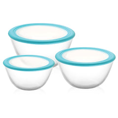 Ornella Glass Mixing Bowl Set, Set of 3 Clear / 500ml+1000ml+1500ml / Without Lid