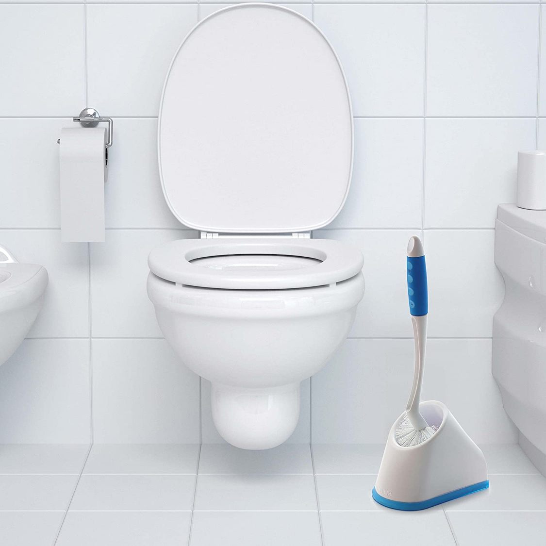 Kleeno Angular Toilet Brush with Storage Blue