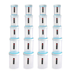 Magna PET Container, Set of 20, Assorted Size Blue / 500ml X 4 + 750ml X 4 + 1000ml X 4 + 1700ml X 4 + 2200ml x 4