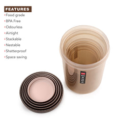 Magna PET Container, Set of 20, Assorted Size Brown / 500ml X 4 + 750ml X 4 + 1000ml X 4 + 1700ml X 4 + 2200ml x 4