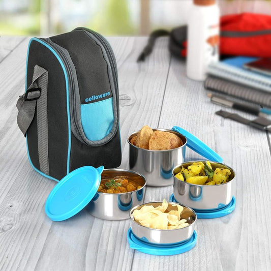 Blue|Steelox Steel Lunch Box Combo / 4 Piece