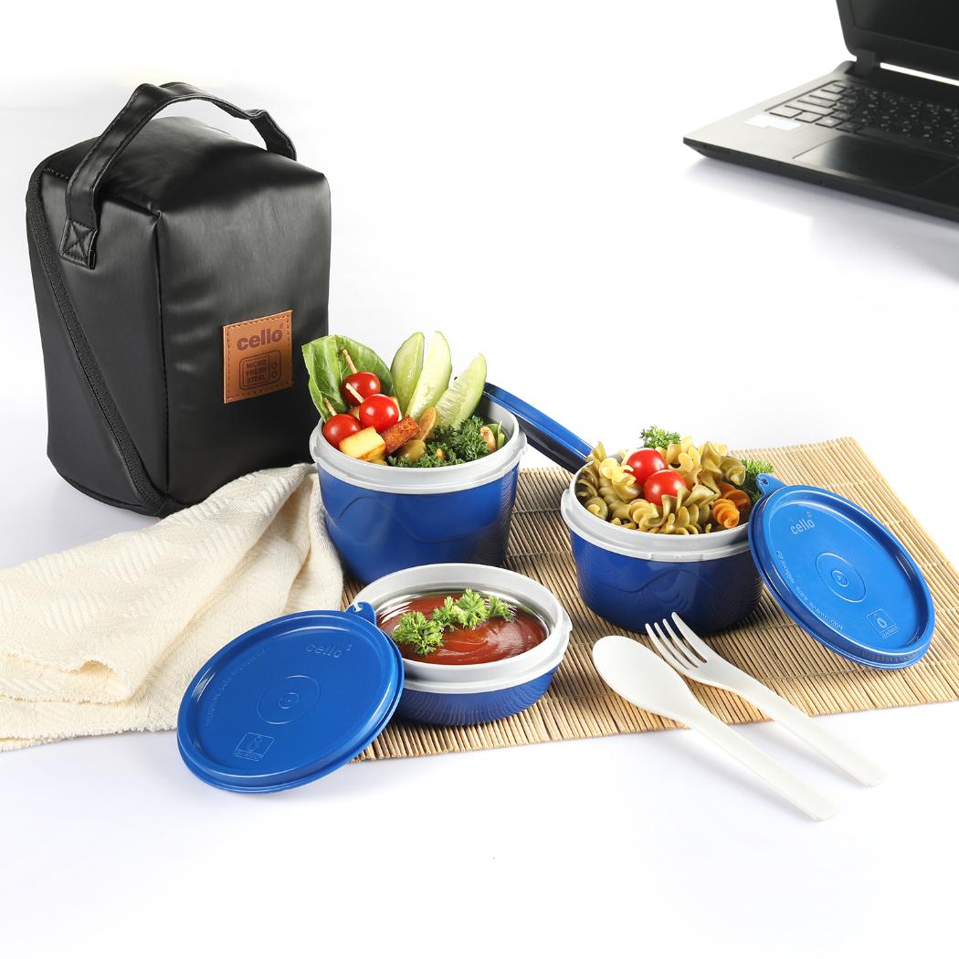 Max Fresh Micro Insulated Lunch Box, Set of 3 Blue / 3 Piece