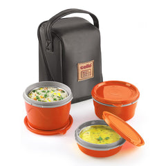 Max Fresh Micro Insulated Lunch Box, Set of 3 Orange / 3 Piece