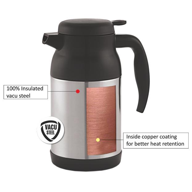 Armour Double Walled Vacuum Insulated Carafe, 1200ml Black / 1200ml / 1 Piece