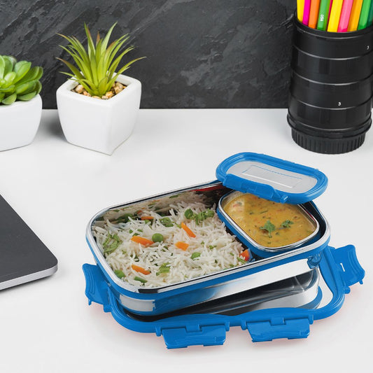 Blue|Click It Stainless Steel Lunch Box, Big / 2 Piece