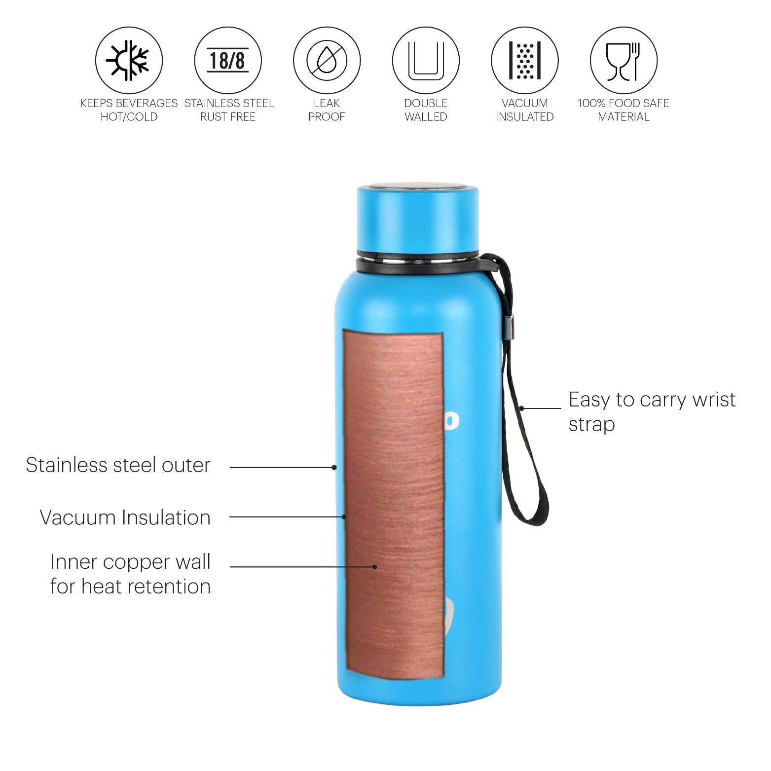 Duro Kent Flask, Vacusteel Water Bottle Sky Blue / 550ml