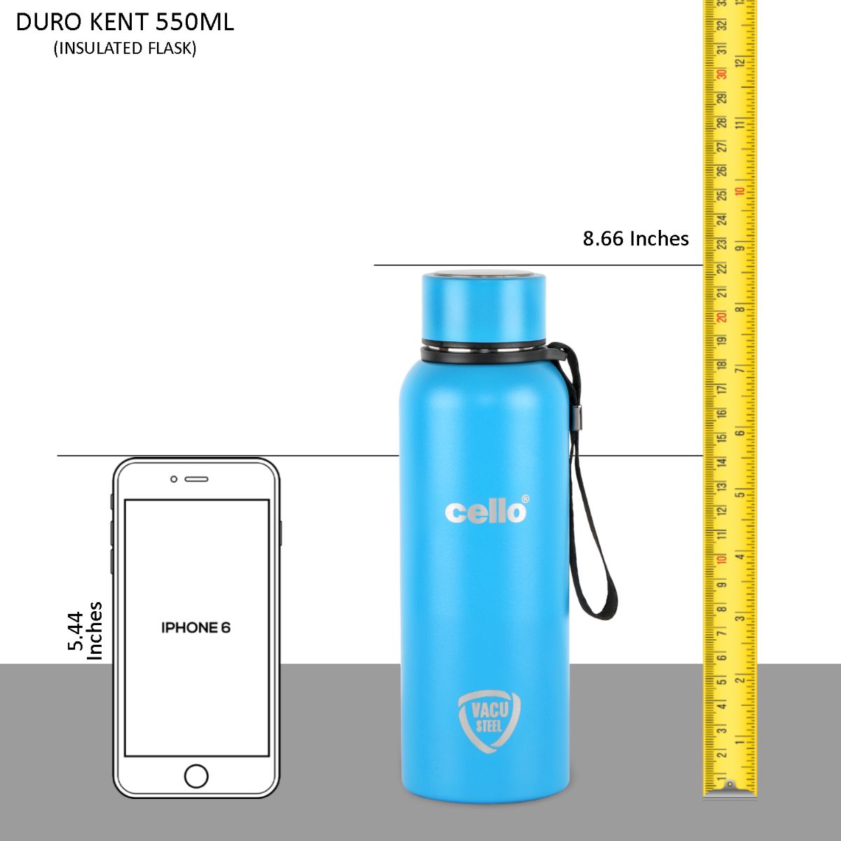 Duro Kent Flask, Vacusteel Water Bottle, 550ml Blue / 550ml