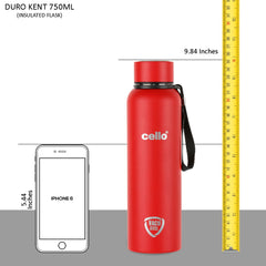 Duro Kent Flask, Vacusteel Water Bottle, 750ml Red / 750ml