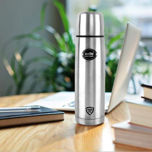 Silver|Easy Style Flask, Vacusteel Water Bottle with Thermal Jacket, 1000ml / 1000ml