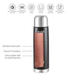 Duro Flip Flask, Vacusteel Water Bottle with Thermal Jacket / 1000ml