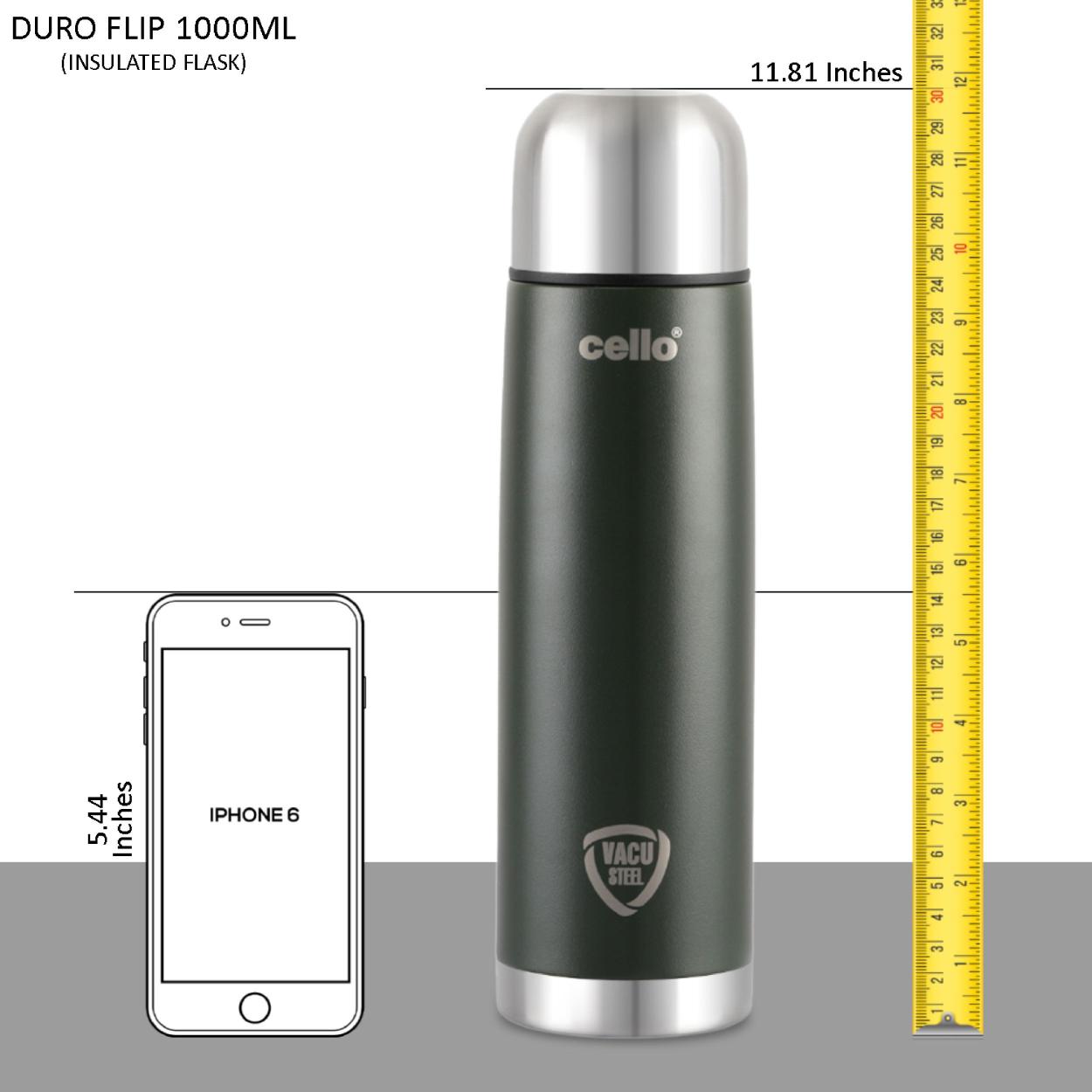 Duro Flip Flask, Vacusteel Water Bottle with Thermal Jacket / 1000ml