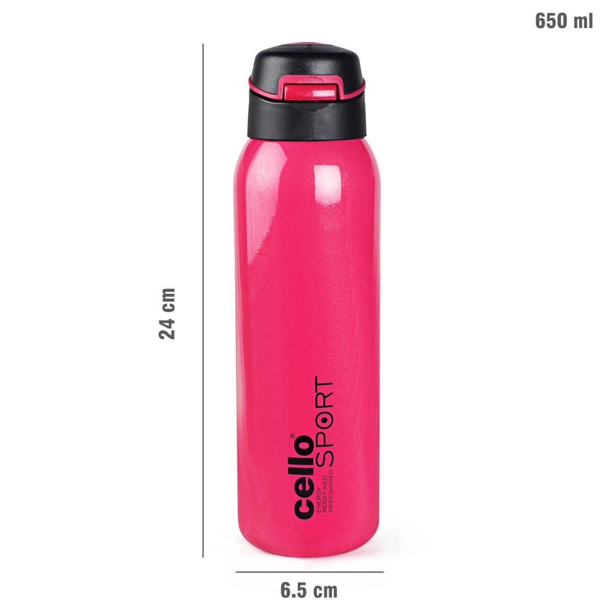 Gym Star Cello Flask, Vacusteel Water Bottle, 650ml