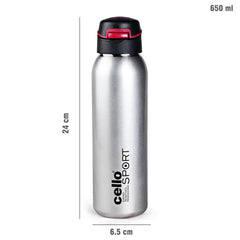 Gym Star Flask, Vacusteel Water Bottle, 650ml Silver / 650ml