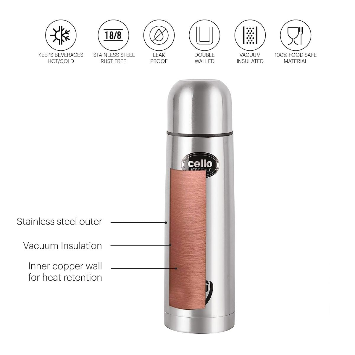 Lifestyle Flask, Vacusteel Water Bottle, 1000ml / 1000ml