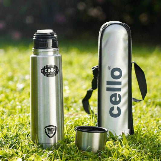 Silver|Lifestyle Flask, Vacusteel Water Bottle with Thermal Jacket, 500ml / 500ml