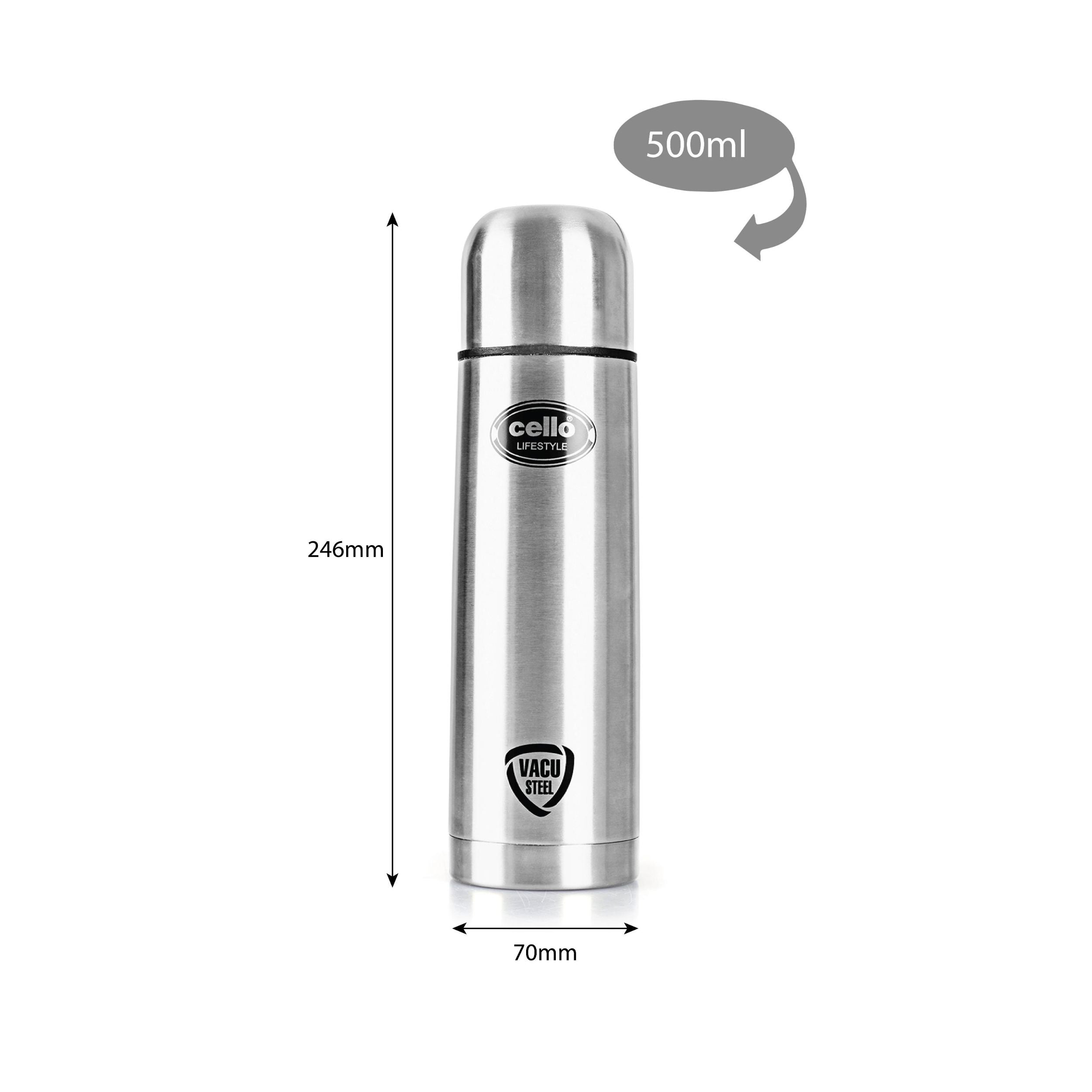 Lifestyle Flask, Vacusteel Water Bottle with Thermal Jacket, 500ml Silver / 500ml