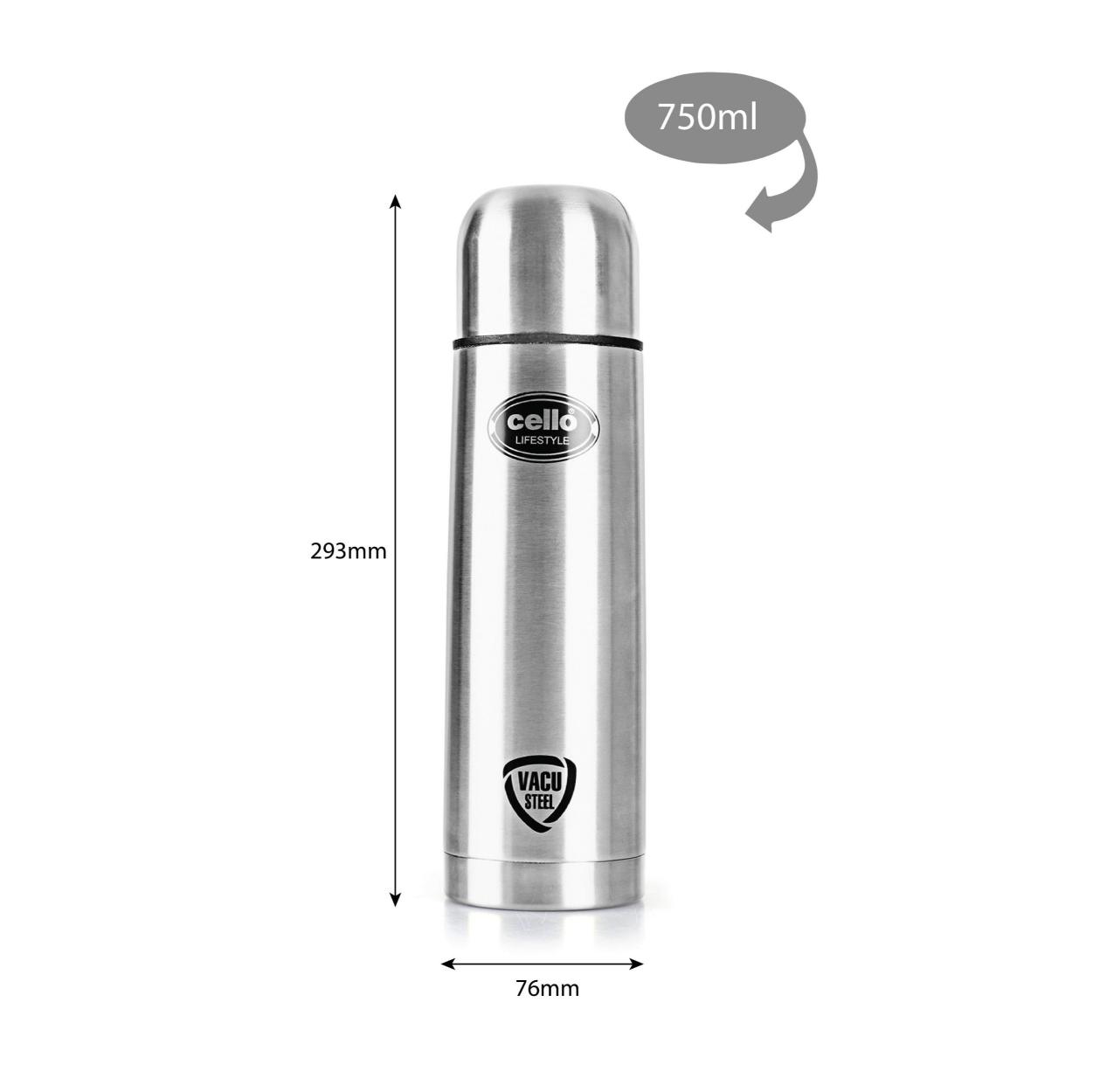 Lifestyle Flask, Vacusteel Water Bottle with Thermal Jacket, 750ml Silver / 750ml