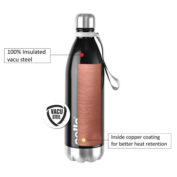 Scout Flask, Vacusteel Water Bottle, 1000ml Black / 1000ml / 1 Piece