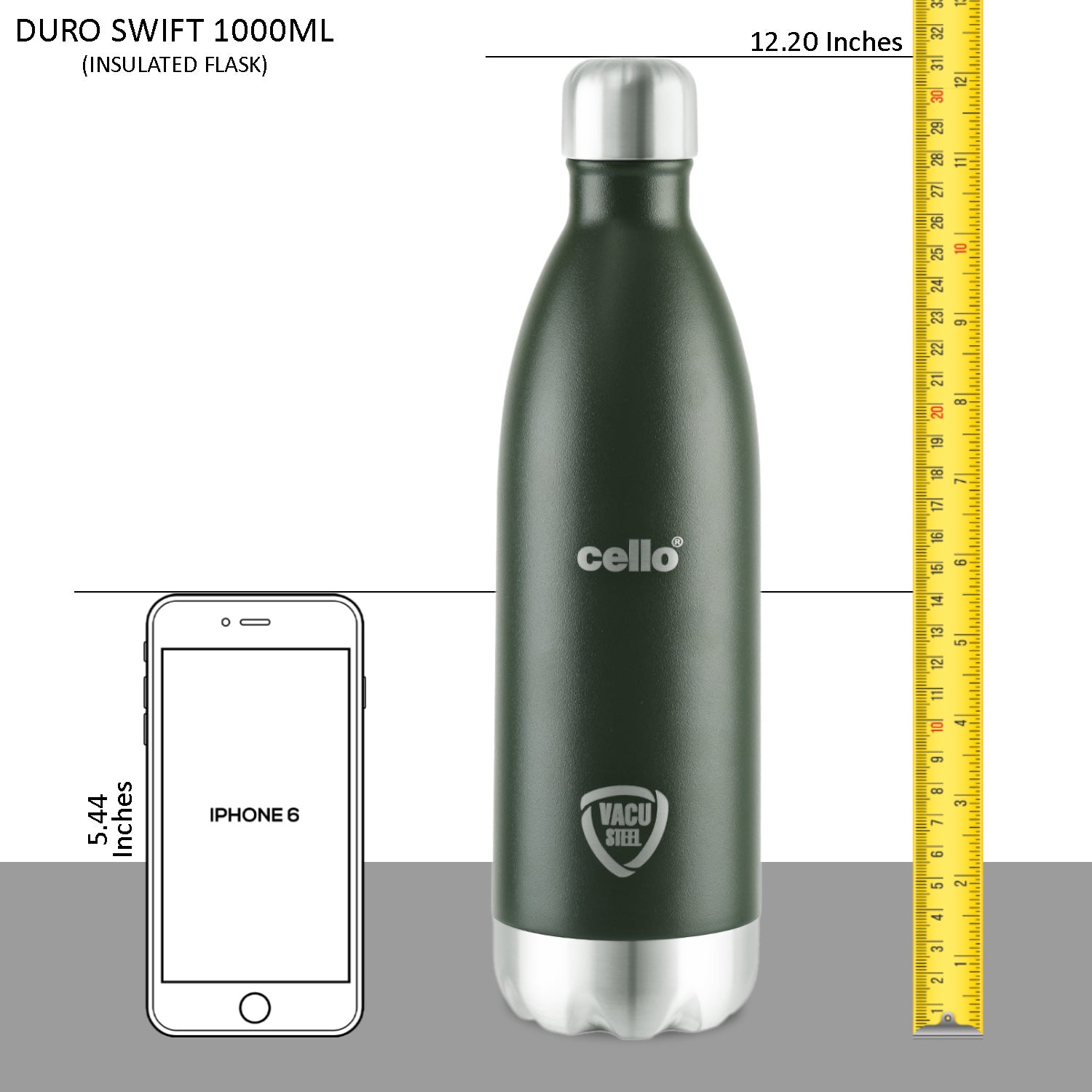 Duro Swift Flask, Vacusteel Water Bottle Green / 1000ml