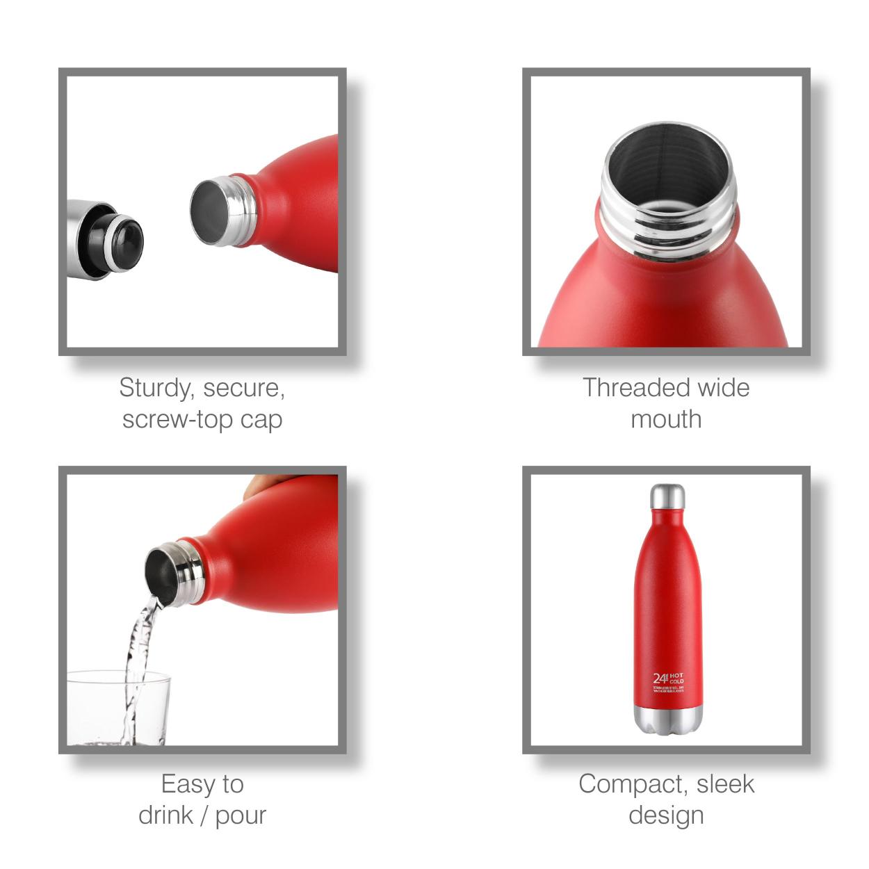 Duro Swift Flask, Vacusteel Water Bottle, 1000ml Red / 1000ml