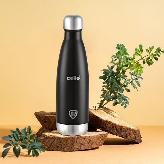 Black|Duro Swift Flask, Vacusteel Water Bottle, 500ml / 500ml