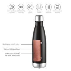 Duro Swift Flask, Vacusteel Water Bottle, 500ml Black / 500ml