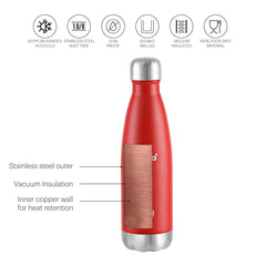 Duro Swift Flask, Vacusteel Water Bottle, 500ml Red / 500ml