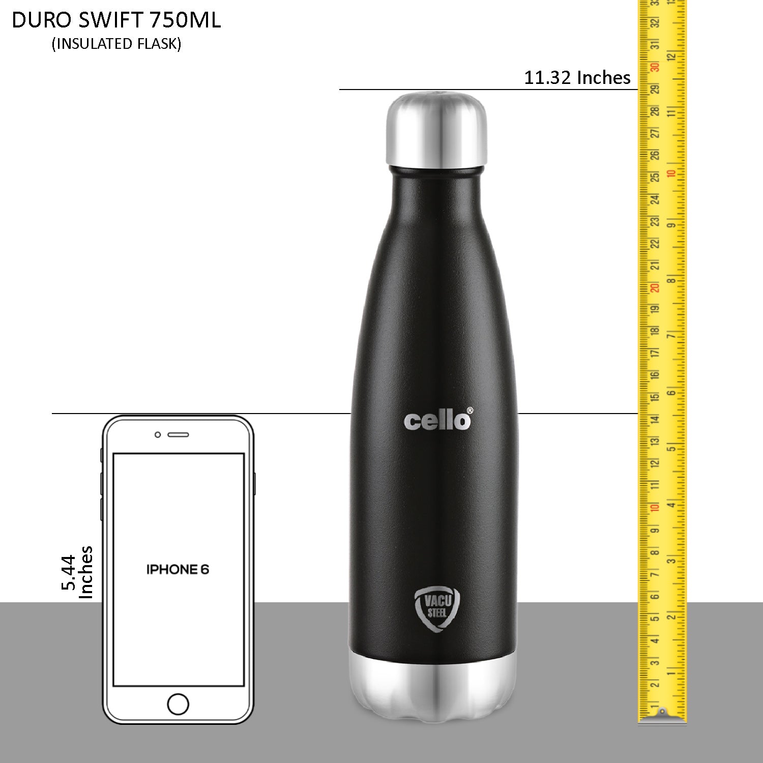 Duro Swift Flask, Vacusteel Water Bottle Black / 750ml