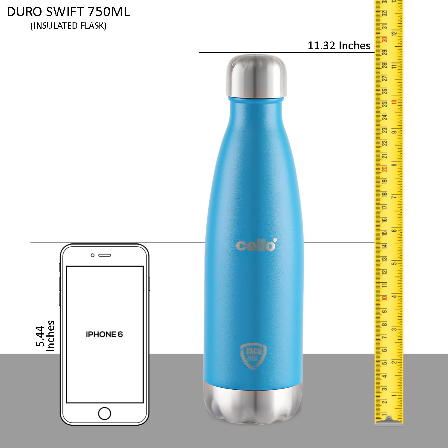 Duro Swift Flask, Vacusteel Water Bottle Blue / 750ml