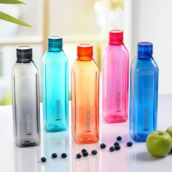 Venice Plastic Water Bottle, 1000ml, Set of 5 Assorted / 1000ml / 5 Pieces