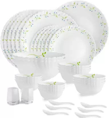 Dazzle Series 35 Pieces Opalware Dinner Set for Family of 6 Tropical Lagoon / With Rice Platter