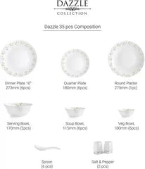 Dazzle Series 35 Pieces Opalware Dinner Set for Family of 6 Tropical Lagoon / With Rice Platter