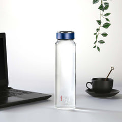 H2O Borosilicate Glass Water Bottle, 1000ml Blue / 1000ml
