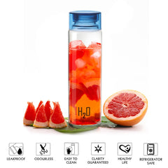 H2O Glass Water Bottle with Plastic Cap, 920ml / 920ml