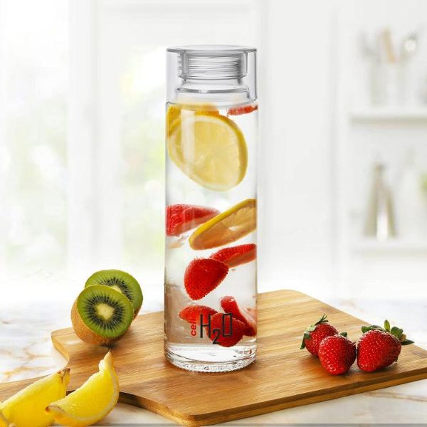 H2O Glass Water Bottle with Plastic Cap, 920ml Clear / 920ml / 1 Piece