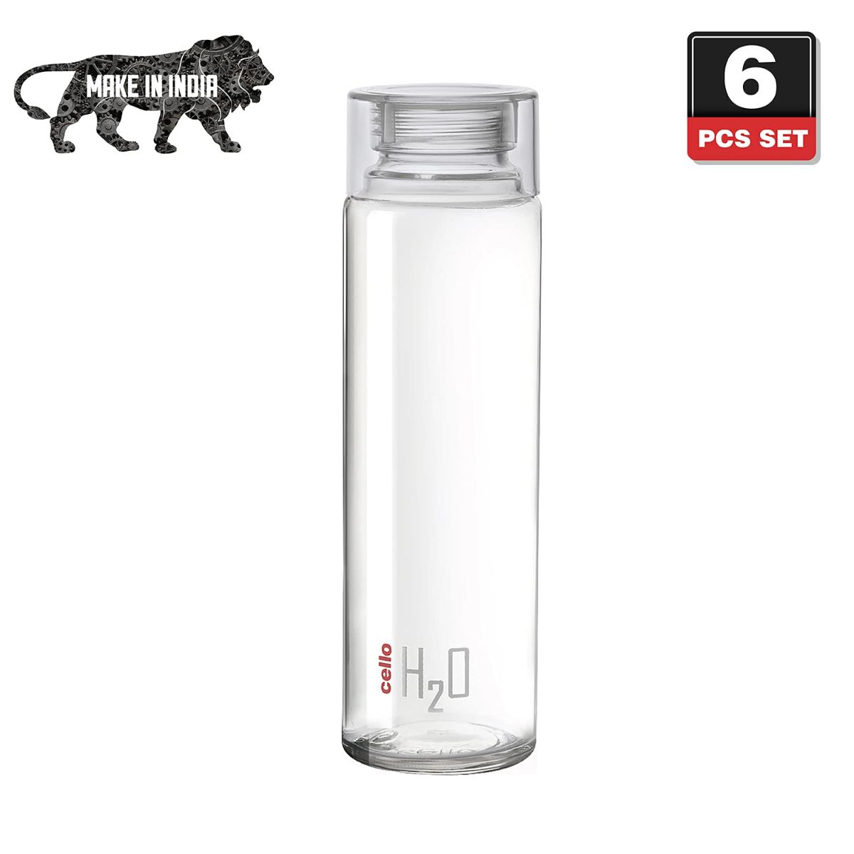 H2O Glass Water Bottle with Plastic Cap, 920ml Clear / 920ml / 1 Piece