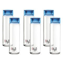 H2O Glass Water Bottle with Plastic Cap, 920ml Blue / 920ml / 6 Pieces