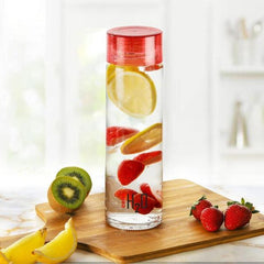 H2O Glass Water Bottle with Plastic Cap, 920ml Red / 920ml / 6 Pieces