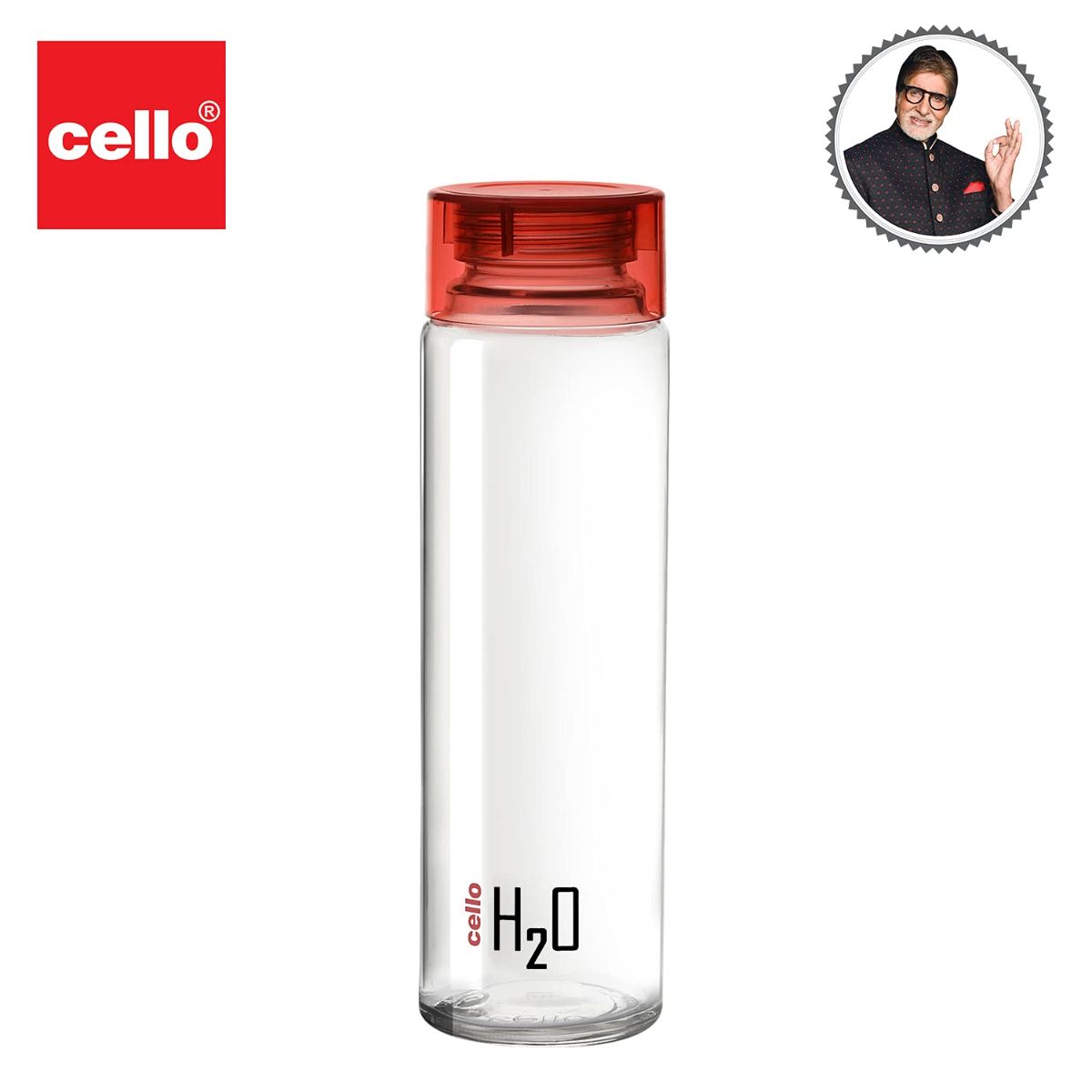 H2O Glass Water Bottle with Plastic Cap, 920ml Red / 920ml / 6 Pieces