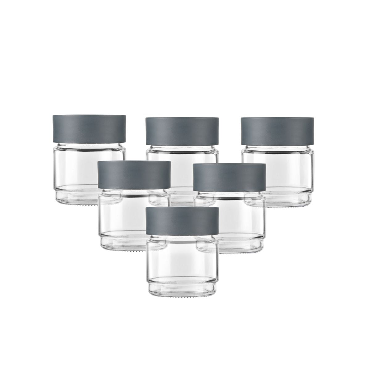 Modustack Glassy Storage Jar, 500ml, Set of 6 Grey / 500ml
