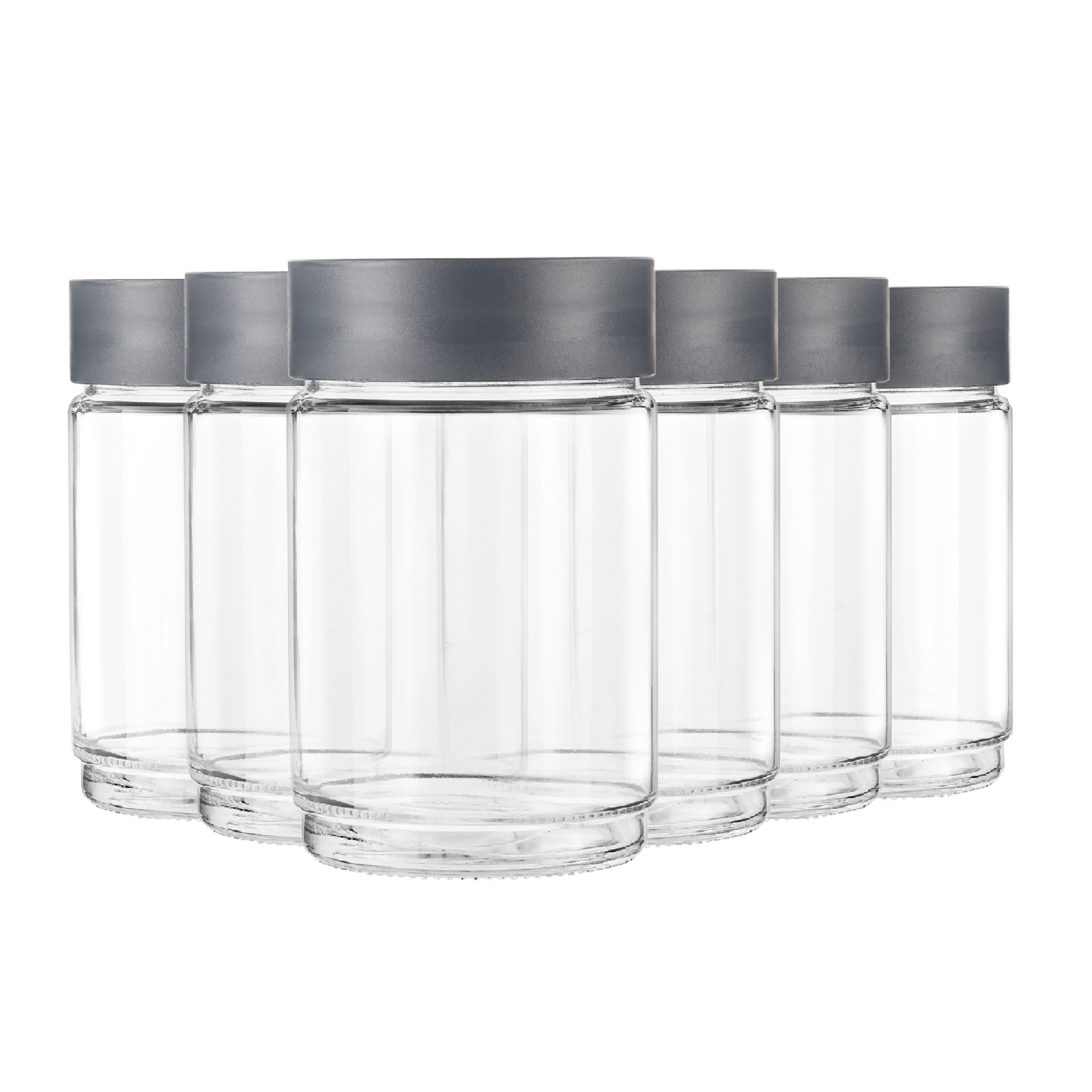Modustack Glassy Storage Jar, 750ml, Set of 6 Grey / 750ml