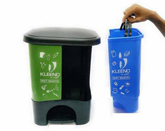 Duo Dustbin for Dry and Wet Garbage Green Blue / 20 Litres