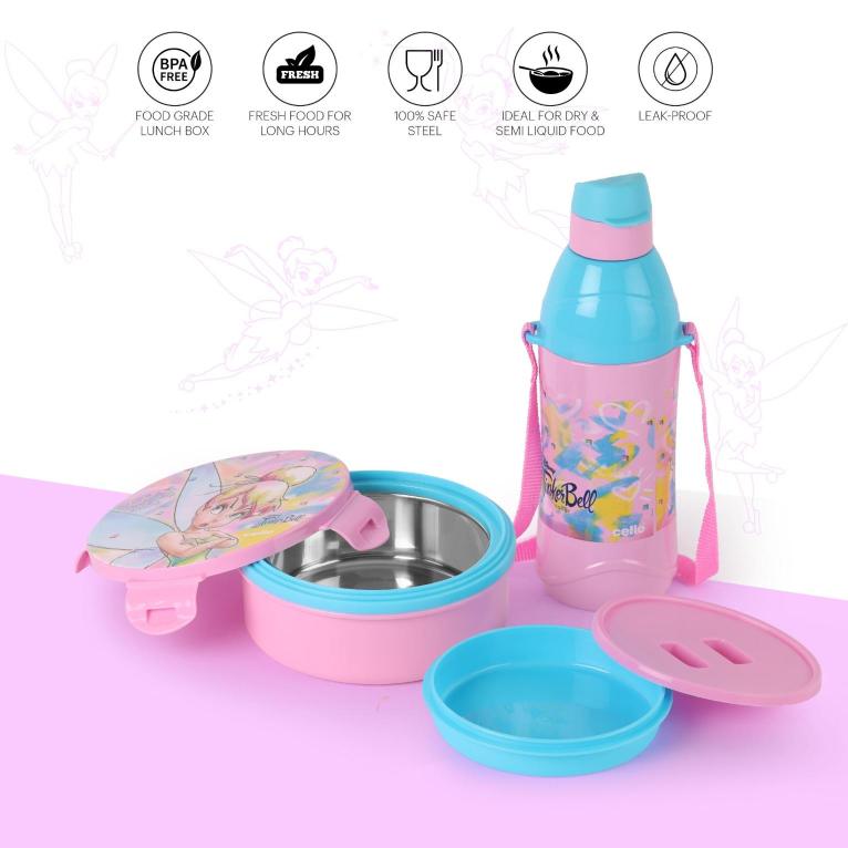 Tiffy Lunch Box & Water Bottle Set Pink / Tinker Bell