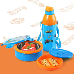 Tiffy Lunch Box & Water Bottle Set Blue / Hot Wheels